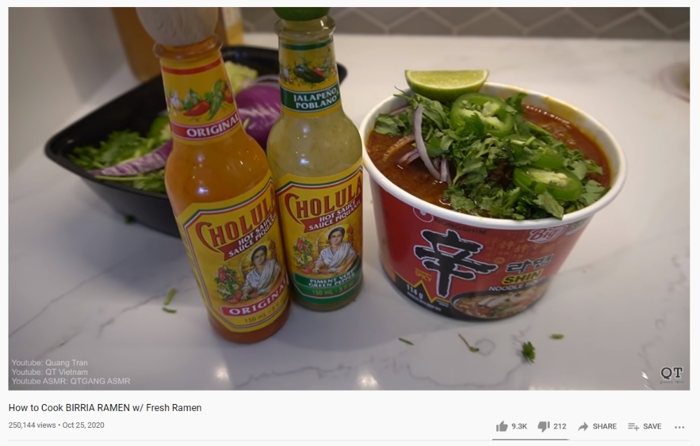 외국 유튜버가 올린 비리아(Birria) 신라면 영상. / 사진제공 = 농심