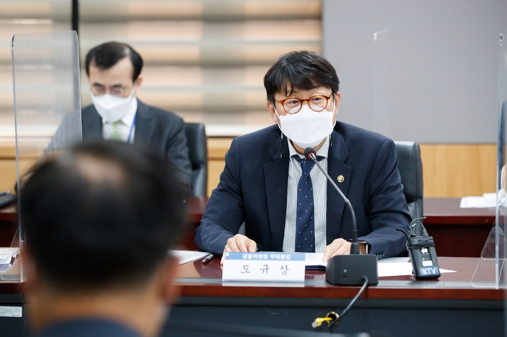 도규상 금융위원회 부위원장이 24일 정부서울청사에서 열린 TCFD 지지선언 및 제1차 그린금융 협의회에서 모두발언을 하고 있다./사진=금융위원회