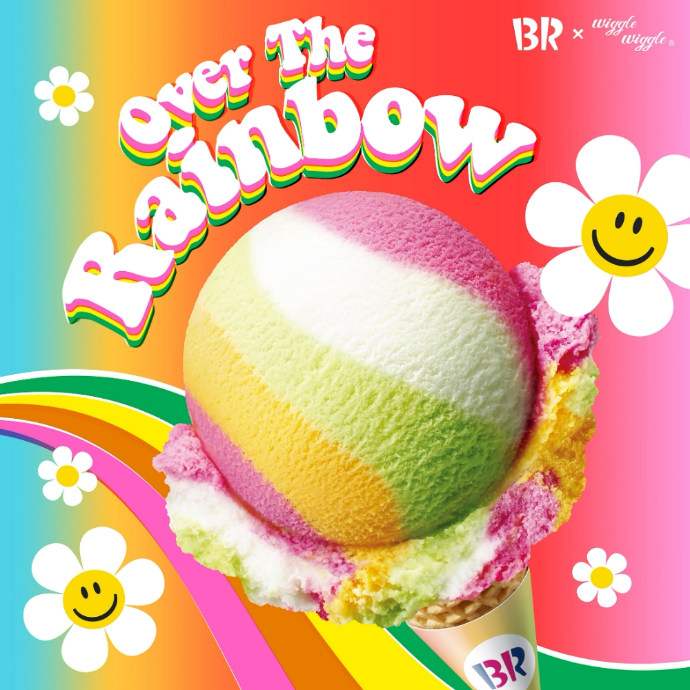 SPC배스킨라빈스가 '레인보우 샤베트'를 업그레이드한 '오버 더 레인보우 샤베트'를 6월 이달의 맛으로 출시한다고 27일 밝혔다./사진제공=SPC삼립