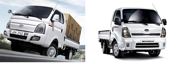 현대 포터2(왼쪽)과 기아 봉고3.