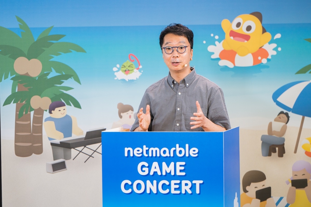 성용원 작곡가가 제 9회 넷마블 게임콘서트에서 강연하고 있다. 사진=넷마블