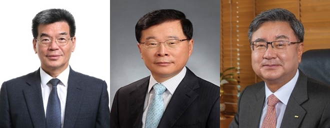 가삼현 한국조선해양 사장(사진 왼쪽), 정진택 삼성중공업 사장(사진 가운데), 이성근 대우조선해양 사장(사진 오른쪽).