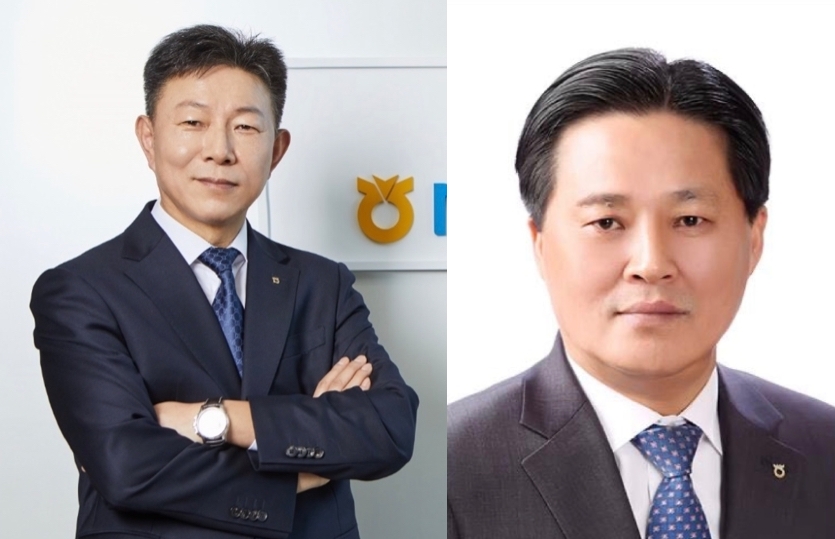 신인식 NH농협카드 사장(왼쪽)과 최광수 NH저축은행 사장(오른쪽). /사진=각사