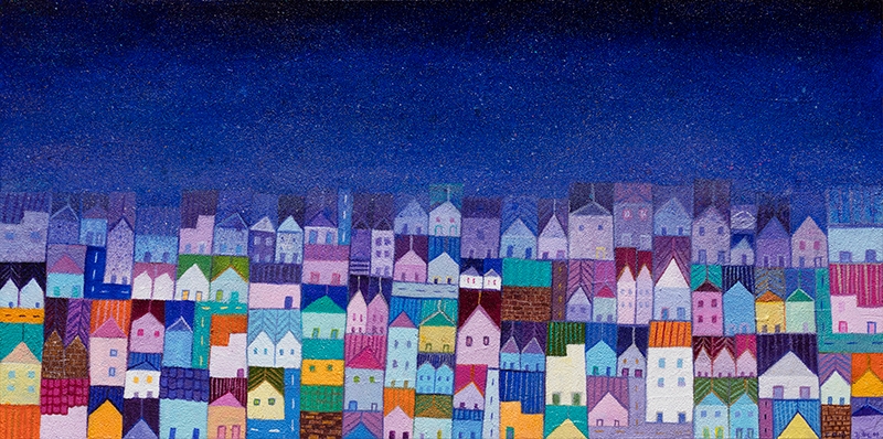 ▲꿈꾸는 밤(2018-1) mixed media 50x100cm, 2018