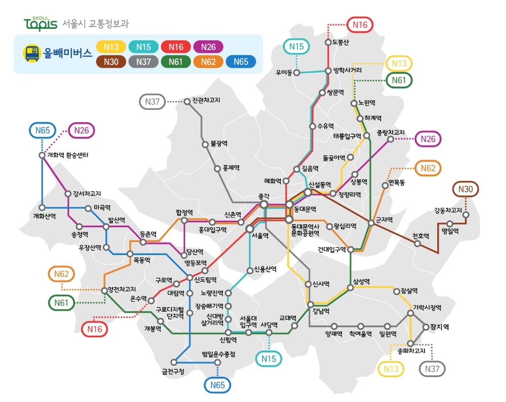 서울 심야버스 '올빼미버스' 노선도 / 자료제공=서울시 교통정보과