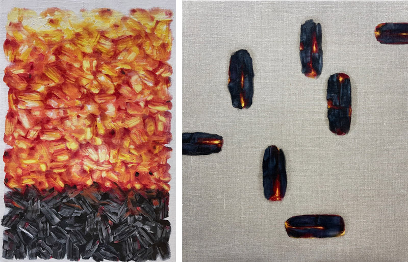 좌) 잉걸_ second wind(바다위에서),27x40.7, oil on canvas, 2021 우) 잉걸_ second wind(따로 또 같이),53x45.5, oil on canvas, 2021