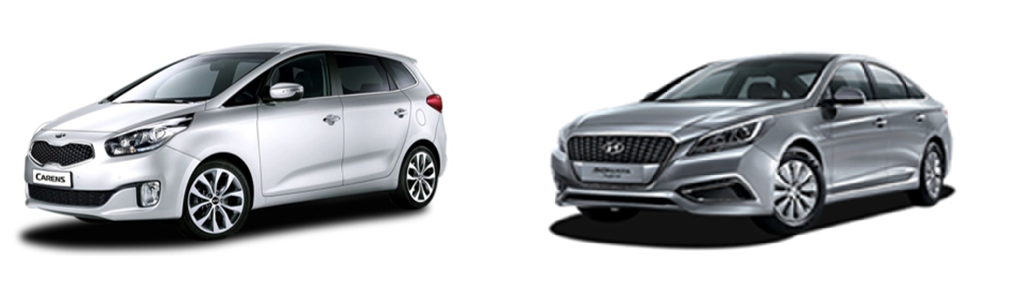 기아 카렌스(왼쪽)과 현대차 LF쏘나타.