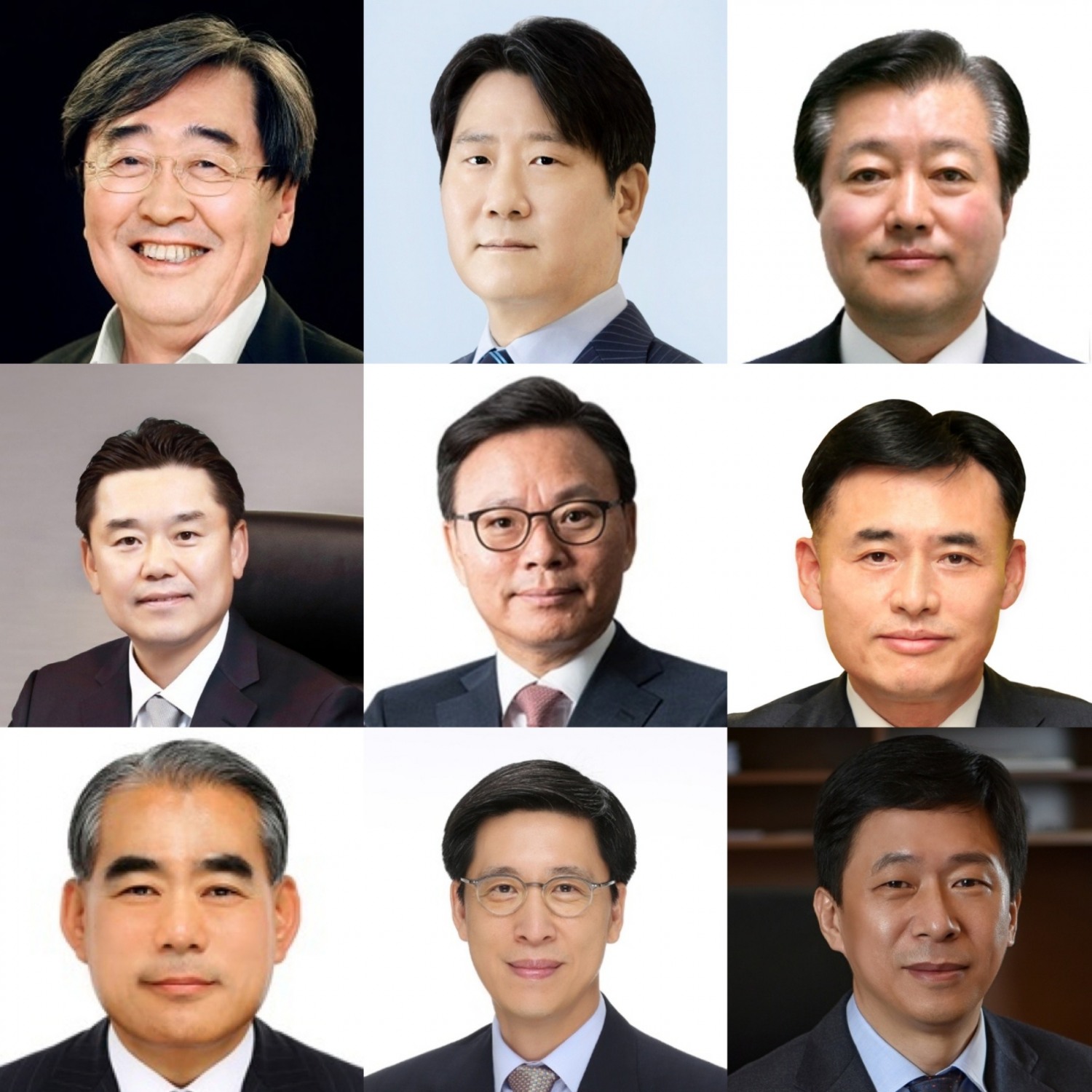(왼쪽 위부터 시계방향으로)박진선 샘표식품 사장, 정교선 현대백화점그룹 부회장, 이영구 롯데식품 총괄대표, 황성만 오뚜기 사장, 이갑 롯데면세점 부사장, 김은수 한화솔루션 갤러리아부문 대표, 황종현 SPC삼립 사장, 김인규 하이트진로 대표,이길한 신세계인터내셔날 총괄대표./ 사진제공 = 한국금융신문 DB