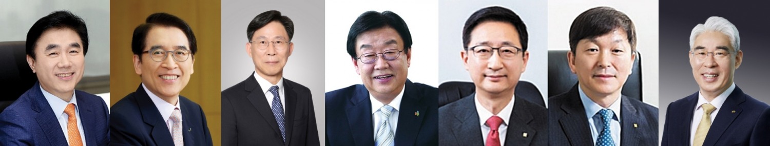 (사진 왼쪽부터) 전영묵 삼성생명 사장, 신창재 교보생명 회장, 홍원학 삼성화재 사장, 김정남 DB손해보험 부회장, 조용일 현대해상 대표, 이성재 현대해상 대표, 김기환 KB손해보험 사장./사진 제공= 각사
