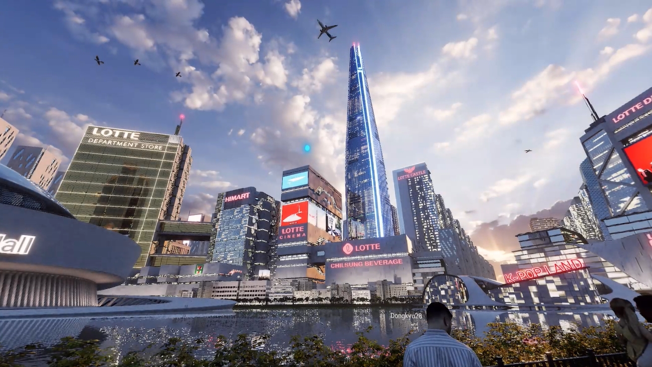 롯데정보통신과 자회사 칼리버스가 구현한 롯데의 메타버스 세계./ 사진제공 = 롯데지주