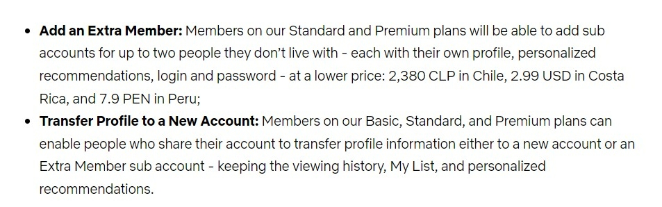 넷플릭스가 뉴스룸에 칠레, 페루, 코스타리카에서 계정 공유 정책을 폐지한다고 밝혔다./사진제공=넷플릭스 뉴스룸 갈무리
