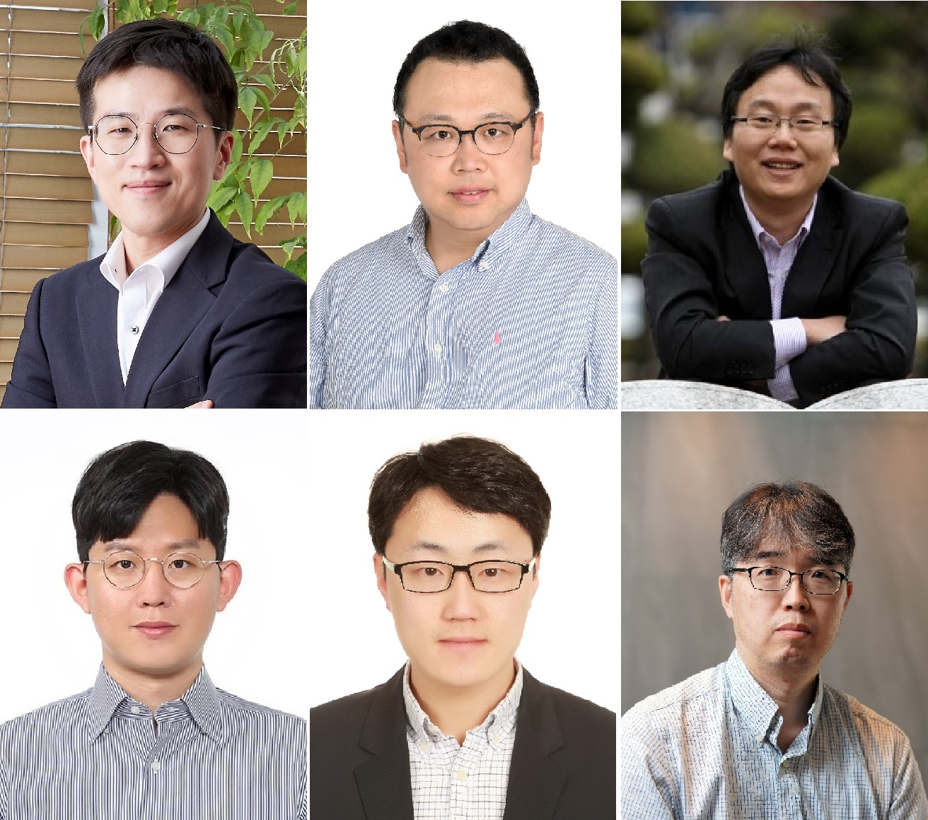 (왼쪽위부터 시계방향으로) 강찬희(서울대), 권영진(KAIST), 김대현(경북대), 김준성(포스텍), 양용수(KAIST), 최영재(GIST) 교수. 사진=삼성전자