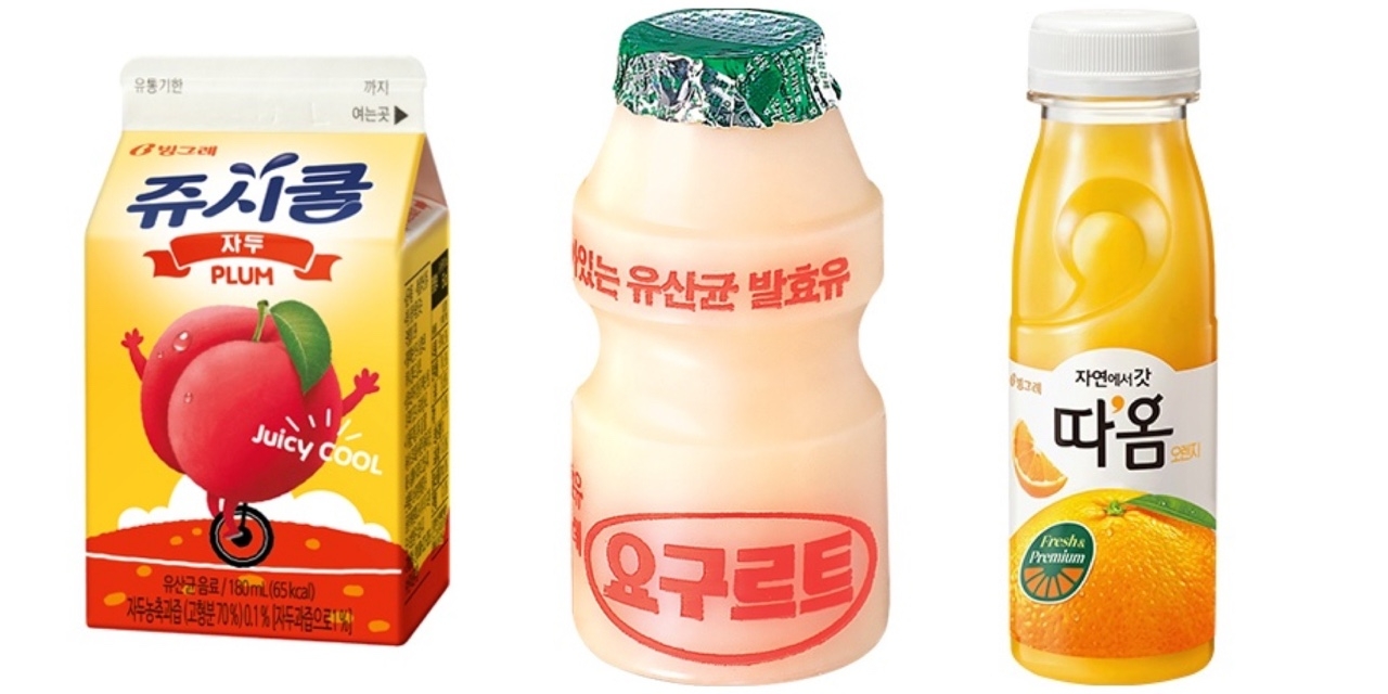 쥬시쿨, 요구르트, 따옴 제품 모습./ 사진제공 = 빙그레 홈페이지