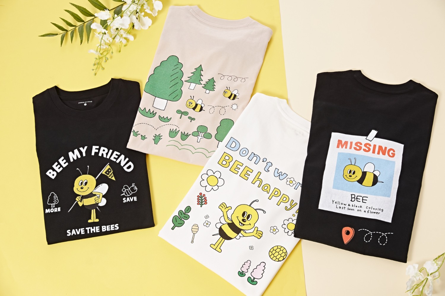 노이신 일러스트 작가의 꿀벌 일러스트를 활용한 반팔 티셔츠. 사진=카카오