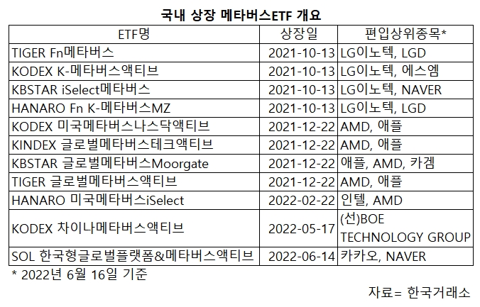 이른 탑승? 숨 고르기?…미끄럼 탄 메타버스 ETF