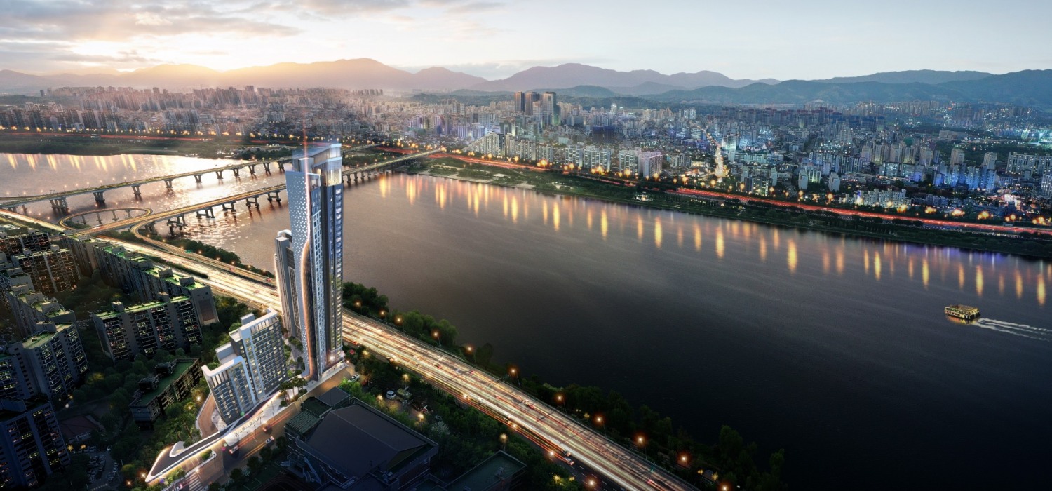 광장동 삼성1차아파트 소규모재건축사업 항공투시도 / 사진제공=SK에코플랜트