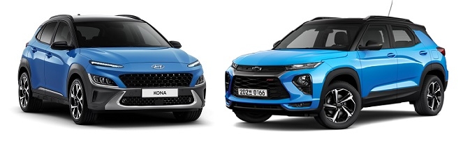 현대 코나(왼쪽)와 쉐보레 트레일블레이저.