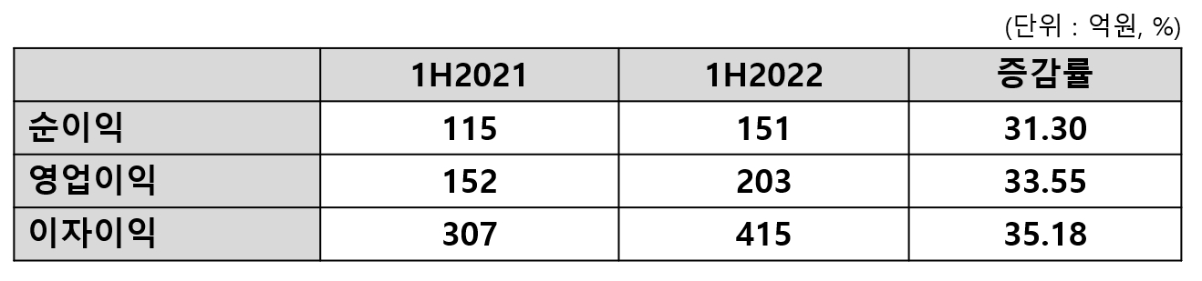 NH저축은행 2022년 상반기 실적. /표=신혜주 기자