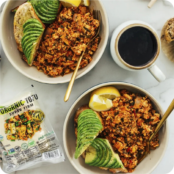 풀무원 '하이 프로테인 두부'를 빵과 야채와 함께 활용하여 만든 두부 요리 레시피 이미지./ 사진제공 = 풀무원