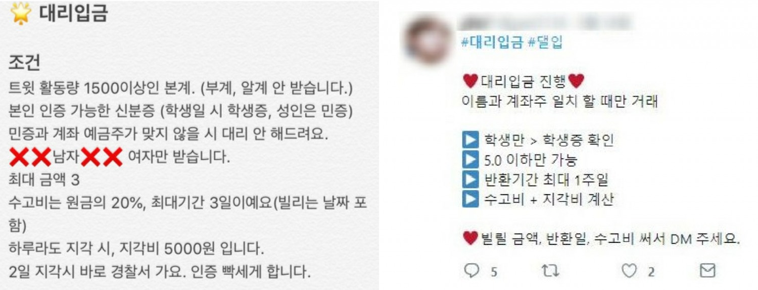 대리입금 광고 사례. /자료제공=금융감독원