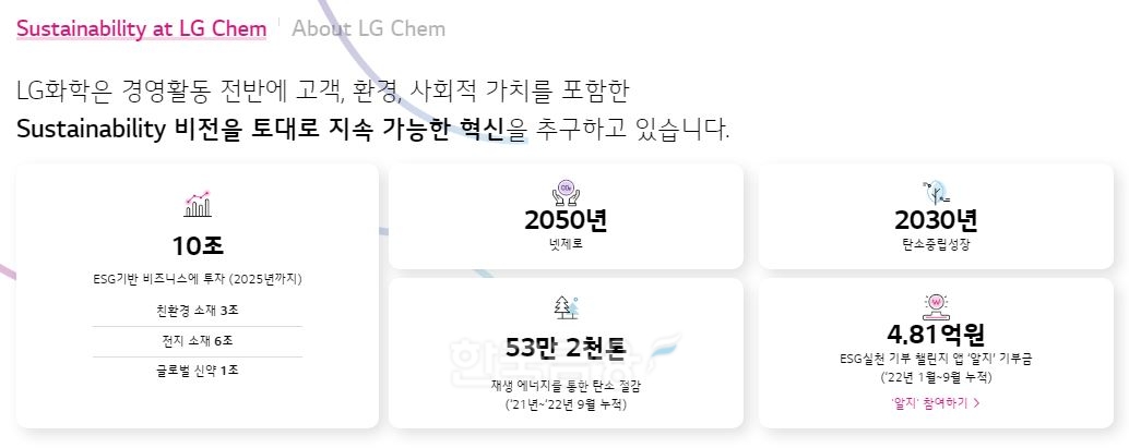 국내 대표 열분해 기업인 LG화학(대표 신학철)의 지속 가능 혁신 목표./사진=LG화학 누리집 갈무리