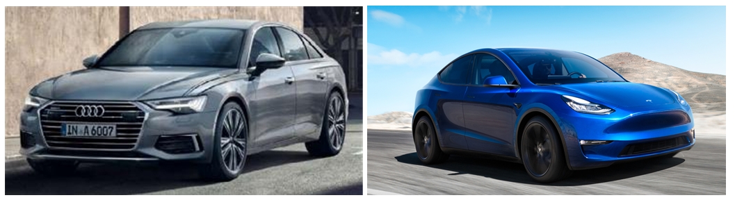 아우디 A6(왼쪽)와 테슬라 모델Y. 제공=국토부.