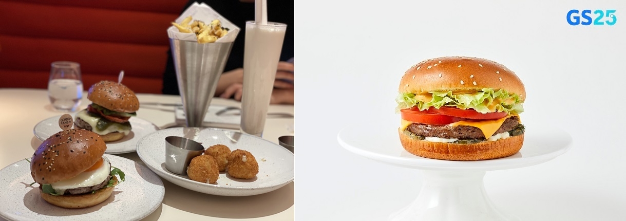고든램지버거(왼쪽), GS25의 '찐비프버거'. /사진=홍지인 기자, GS25