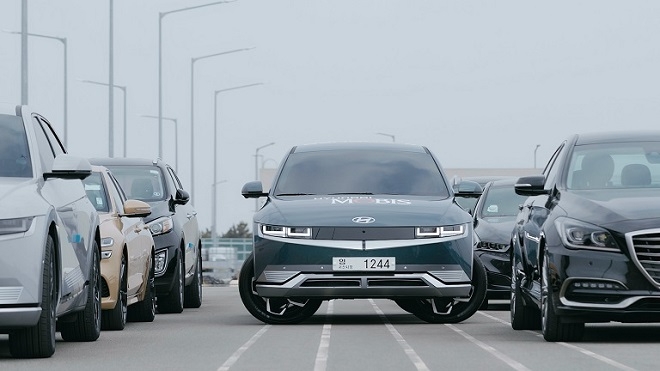 현대모비스 e-코니 시스템 크랩주행 시연 장면. 사진제공=현대모비스.