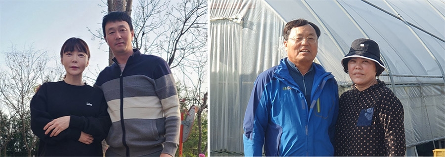 ▲ 서산시 민서농원 고준식·장은아 부부(왼쪽), 논산시 대박농장 박노두·정정옥 부부(오른쪽)