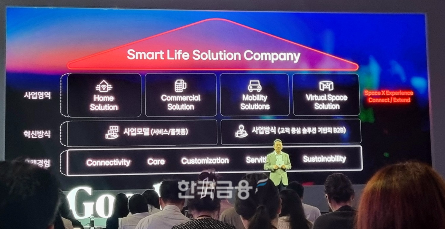 조주완 LG전자 사장이 '스마트 라이프 솔루션' 전략을 소개하고 있다. 사진=정은경 기자