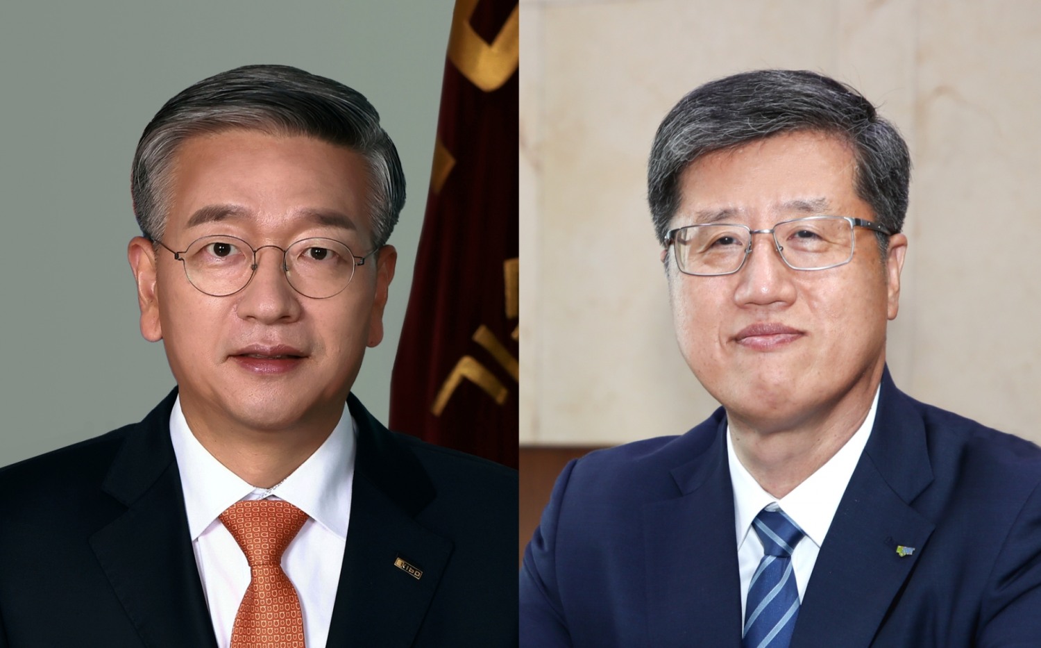 김종호 기술보증기금 이사장(왼쪽)과 최원목 신용보증기금 이사장(오른쪽). /사진제공=각사