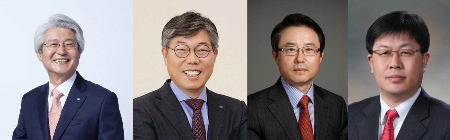 김태오 DGB금융그룹 회장과 황병우 DGB대구은행장, 권혁세 전 금융감독원장, 이경섭 전 NH농협은행장(왼쪽부터)