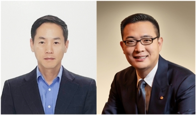 박인원 두산로보틱스 사장(사진 왼쪽)과 김동선 한화로보틱스 전략 담당 전무(사진 오른쪽).