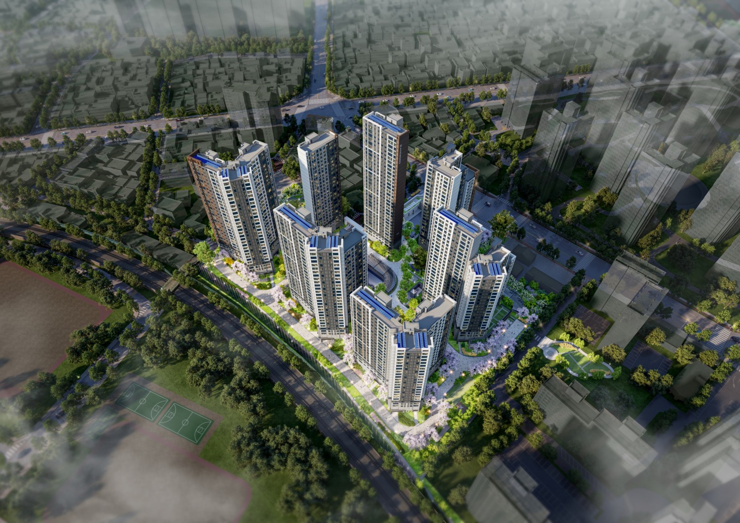 도마 포레나해모로 단지조감도 / 사진제공=한화 건설부문