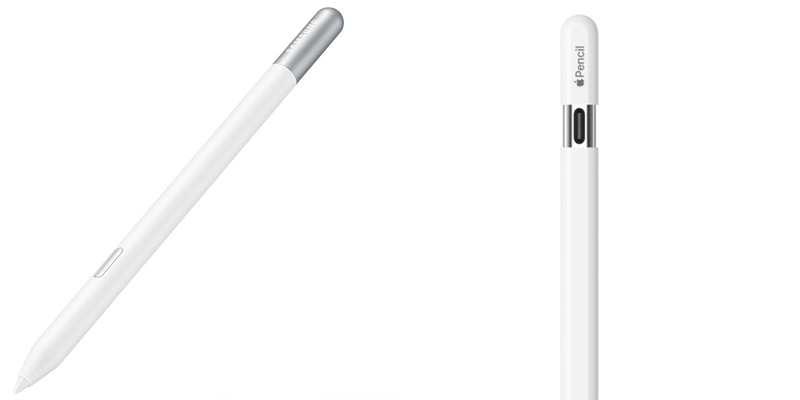 삼성전자와 애플이 스마트 펜슬 시장에서 맞붙고 있다. 사진은 삼성전자 S펜(왼쪽)과 애플 애플펜슬./사진제공=각사