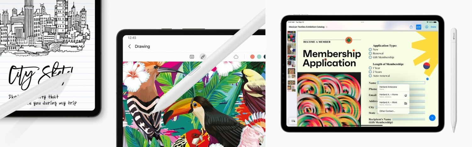 삼성전자 S펜(왼쪽)과 애플 애플펜슬이 구현한 이미지와 기능./사진제공=각사