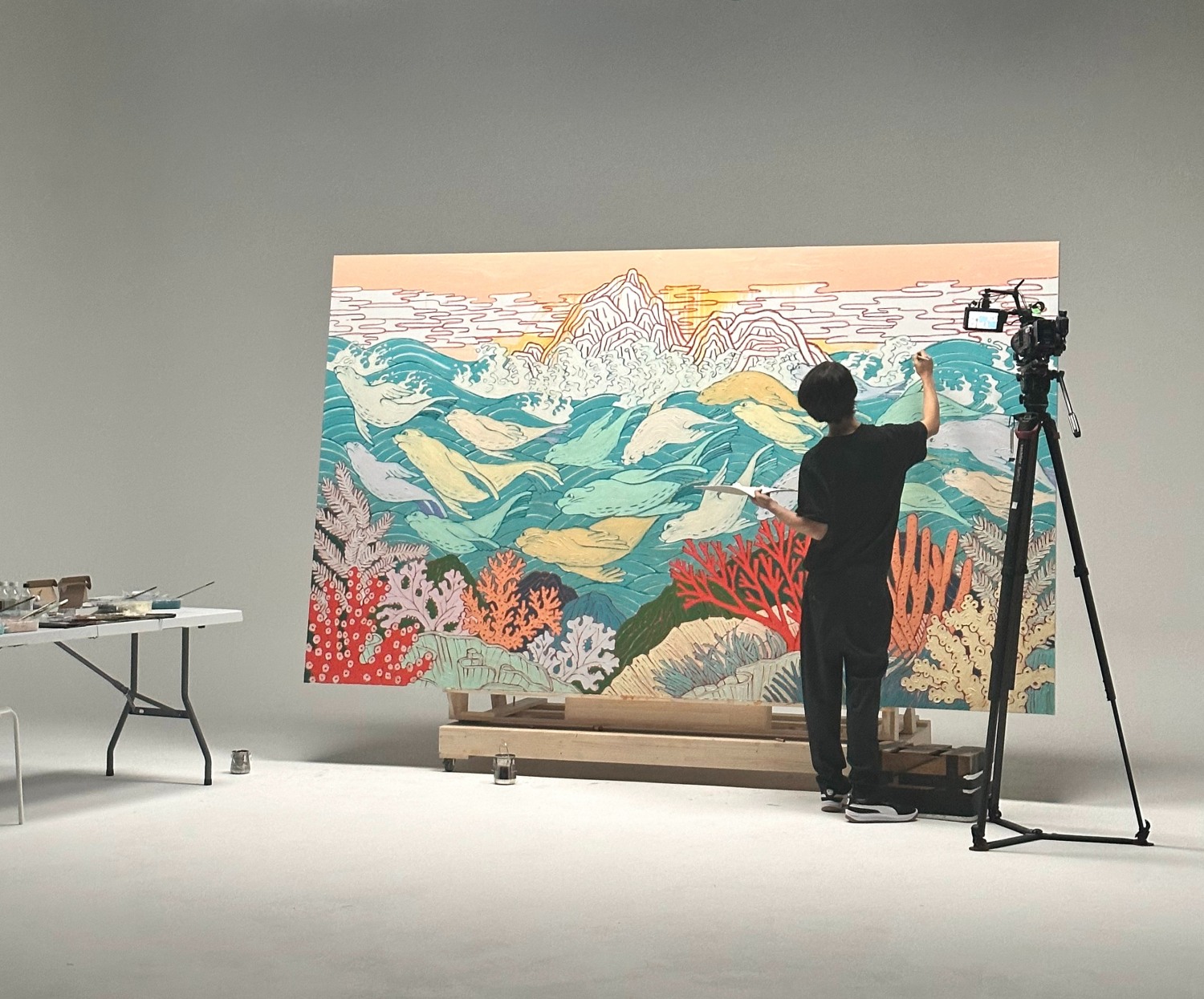 김승배 작가가 그린 초대형 독도그림./사진제공=GS리테일