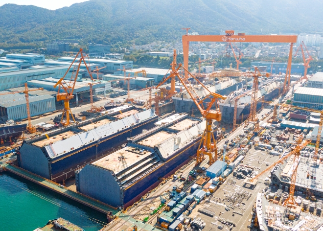 한화오션 1도크 전경. 사진제공=한화오션.