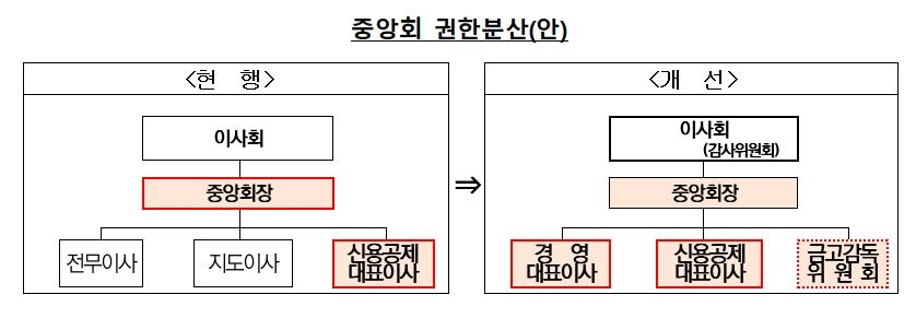 새마을금고 중앙회 권한분산안./ 자료 = 새마을금고중앙회