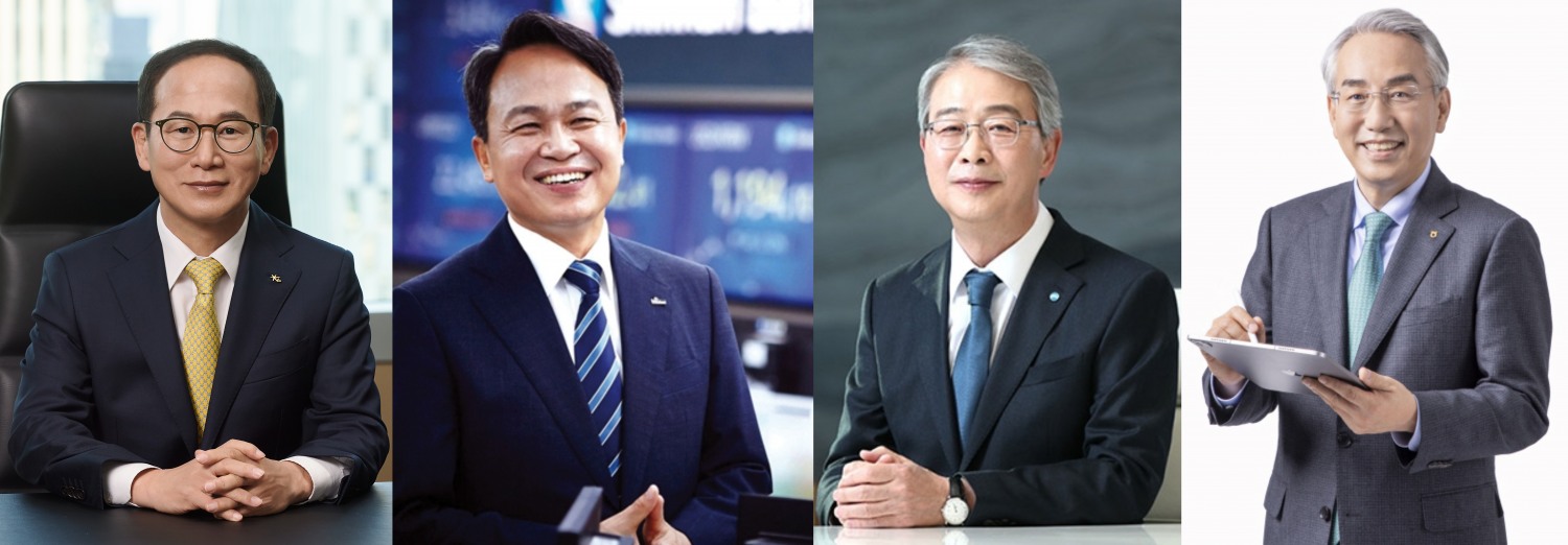 (왼쪽부터)양종희 KB금융지주 회장, 진옥동 신한금융지주 회장, 임종룡 우리금융지주 회장, 이석준 NH농협금융지주 회장./사진=각사