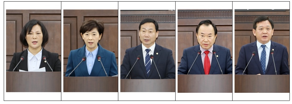 (좌측부터) 중구의회 조미정, 이정미, 송재천, 소재권, 윤판오 의원