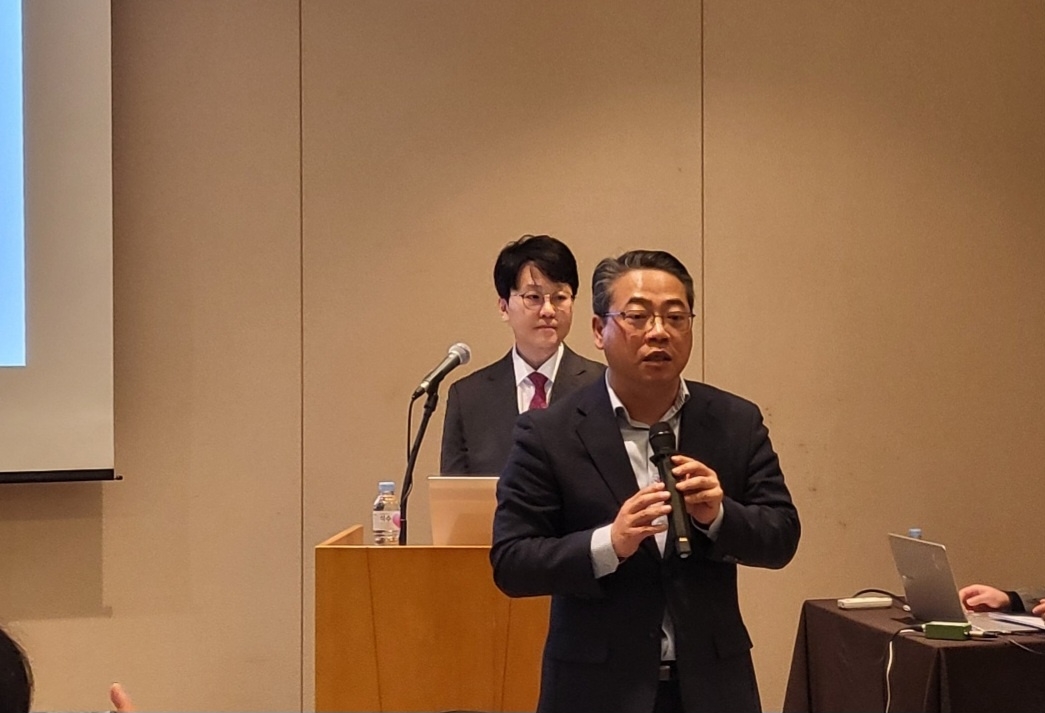 박기원 삼현 사장이 질의에 답변하고 있다. /사진 = 전한신 기자