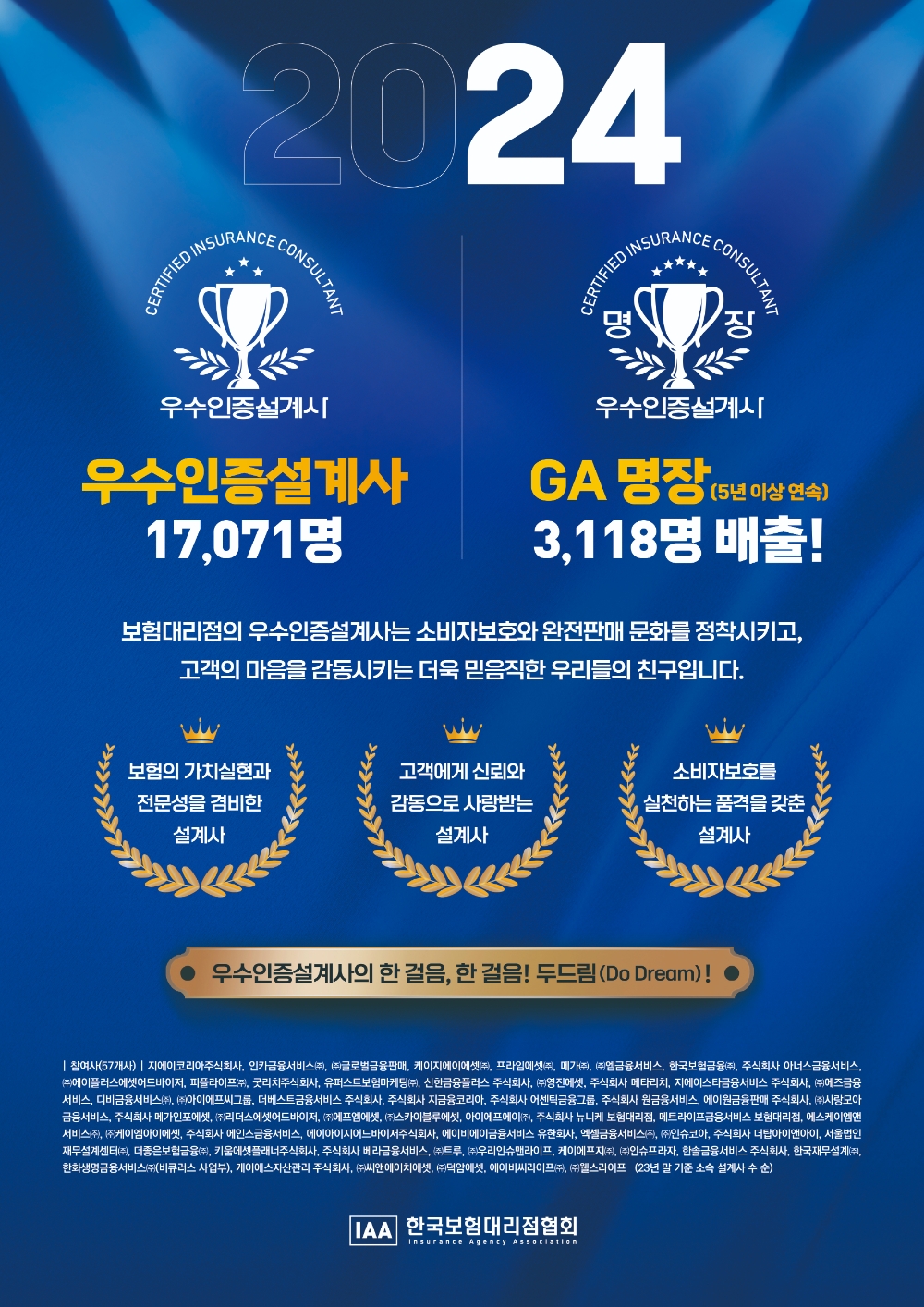 한국보험대리점협회는 법인보험대리점(GA) 소속 설계사를 대상으로 소득,장기 근속 및 준법 영업 여부 등을 고려해 2024년 우수인증설계사 1만7071명을 선정했다고 3일 밝혔다.(2024.06.03.)./사진제공=보험대리점협회