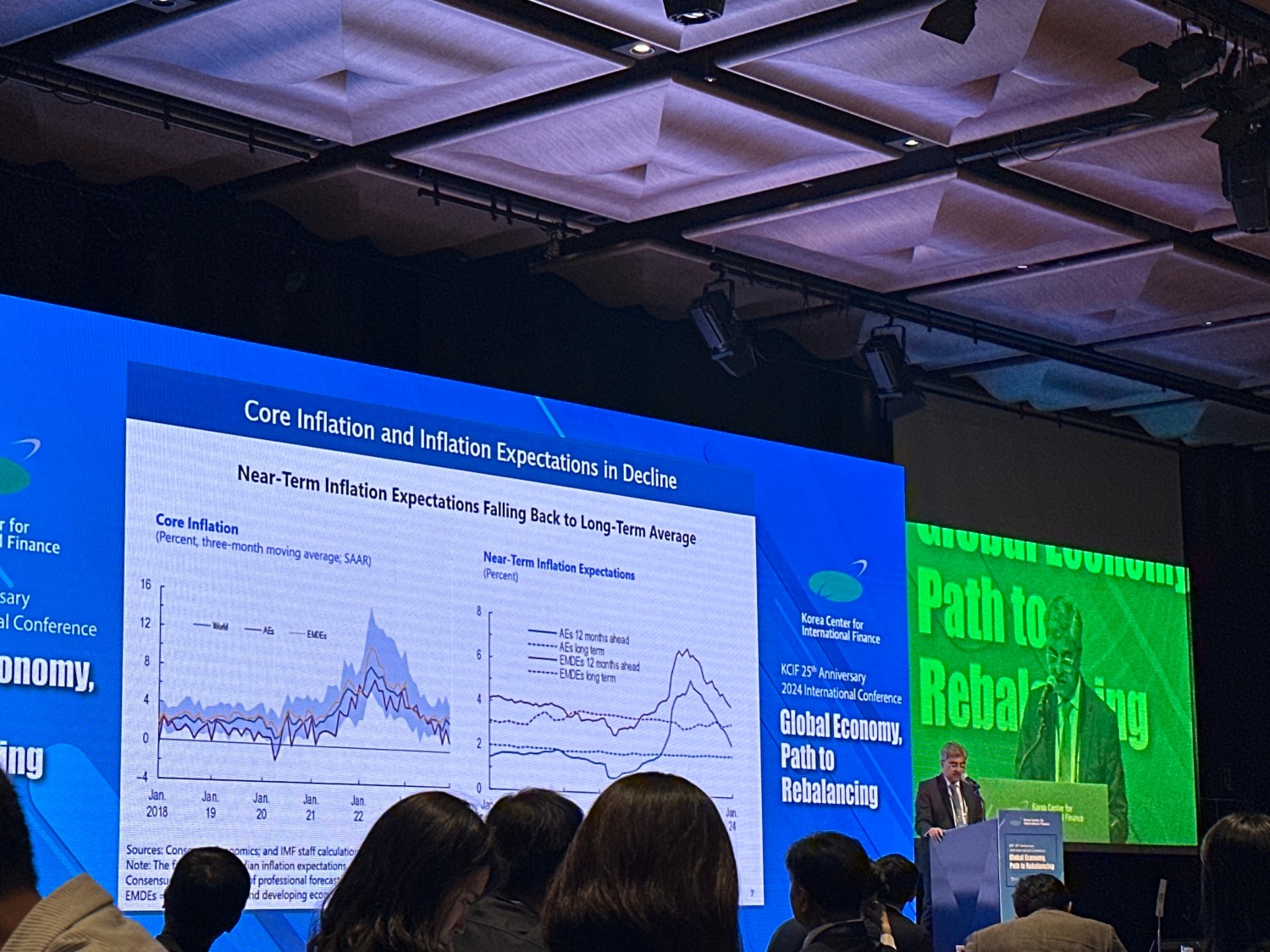 4일 서울 중구 플라자호텔에서 열린 ‘국제금융센터 창립 25주년 기념 국제컨퍼런스’에서 라울 아난드 IMF 한국 미션팀장이 발표하고 있다./사진=한아란 기자