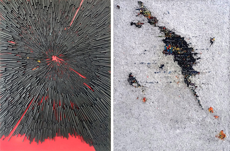 좌) 경계의 빛. 혼합재료. 72.7×50㎝. 2024. / 우)경계의 빛. 혼합재료. 53×40.9㎝. 2024.