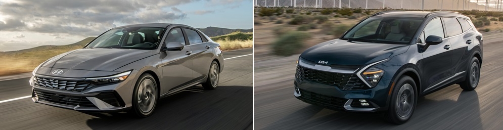 현대 아반떼(왼쪽)와 기아 스포티지