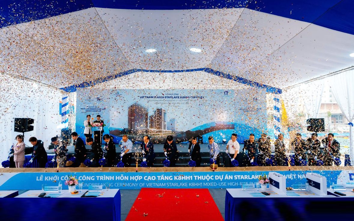 베트남 하노이 스타레이크 신도시 K8HH1 착공식 시삽 현장 / 사진제공=대우건설