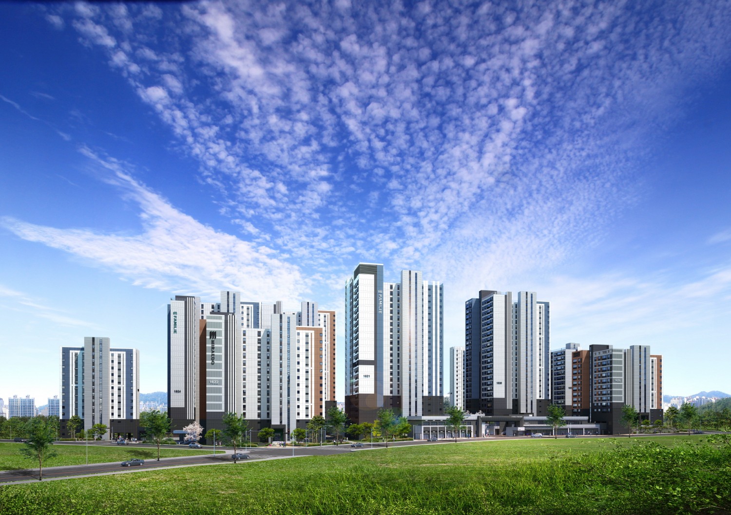 고덕국제신도시 미래도 파밀리에 투시도./사진제공=신동아건설, 모아종합건설