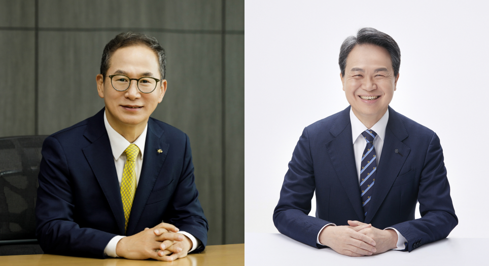 양종희 KB금융지주 회장(왼)과 진옥동 신한금융지주 회장 / 사진제공 = 각 사
