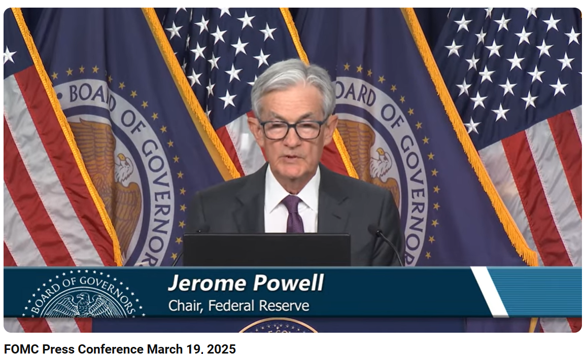 제롬 파월 미국 연준(Fed) 의장 기자회견(2025.03.19) / 사진출처= Federal Reserve 유튜브 채널 갈무리